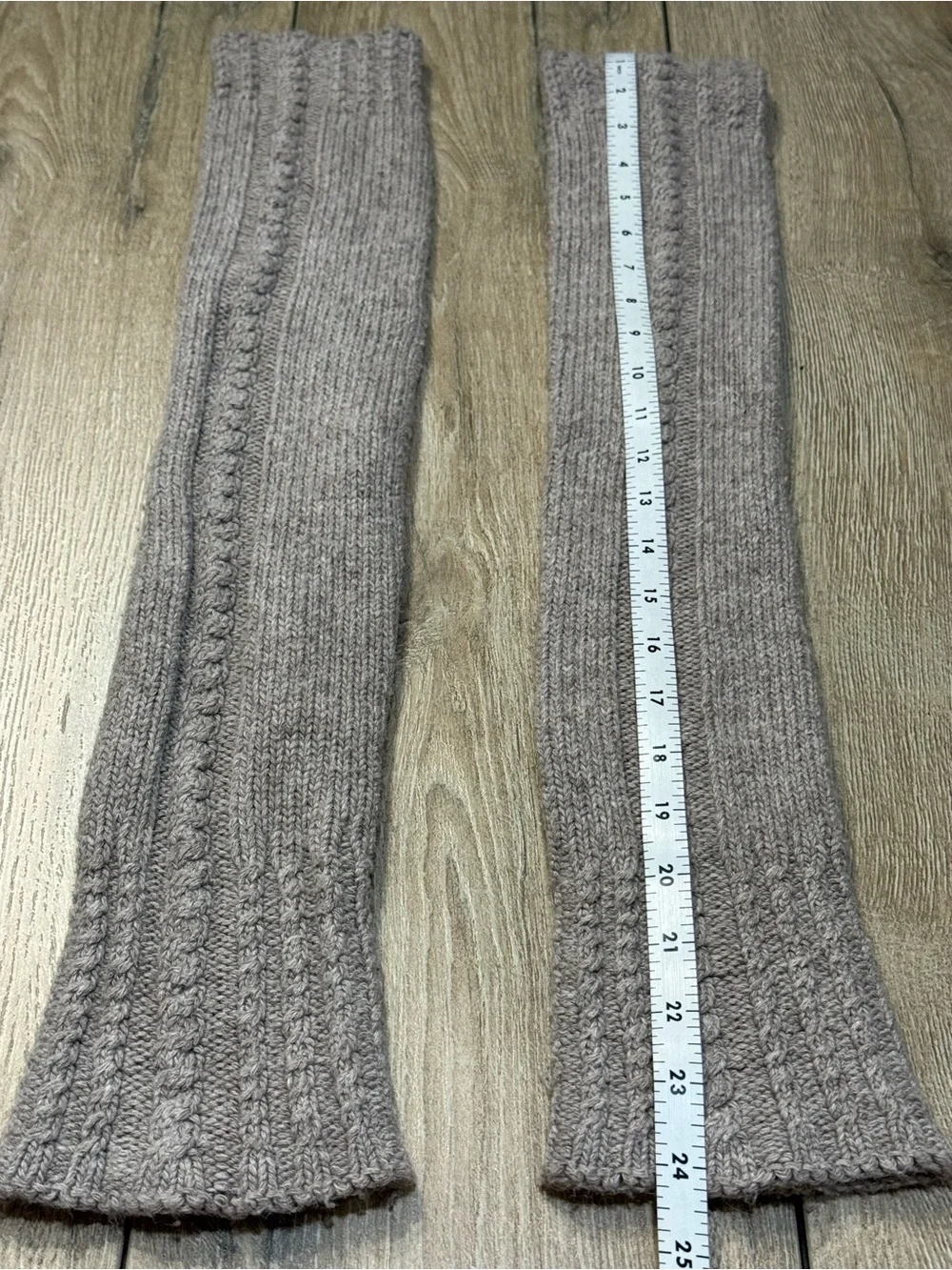 HUE Cable Knit Leg Warmers Taupe 24” Long Cozy Balletcore Boot Socks
